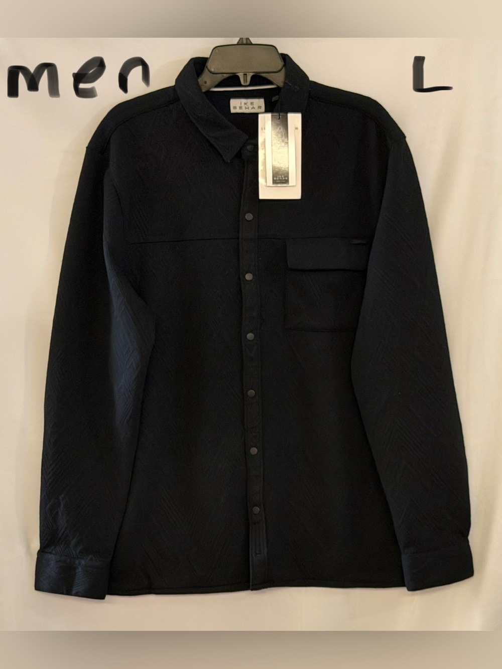 Ike Behar Men's Black Long-Sleeve Button-Front Shirt